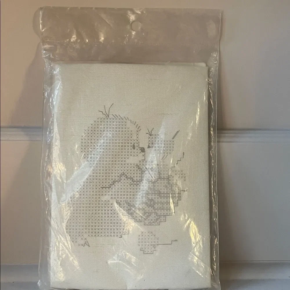 NEW Sealed 1981 Vintage Caron Cross Stitch Kit 6227 Puppy with Basket 5 x 7